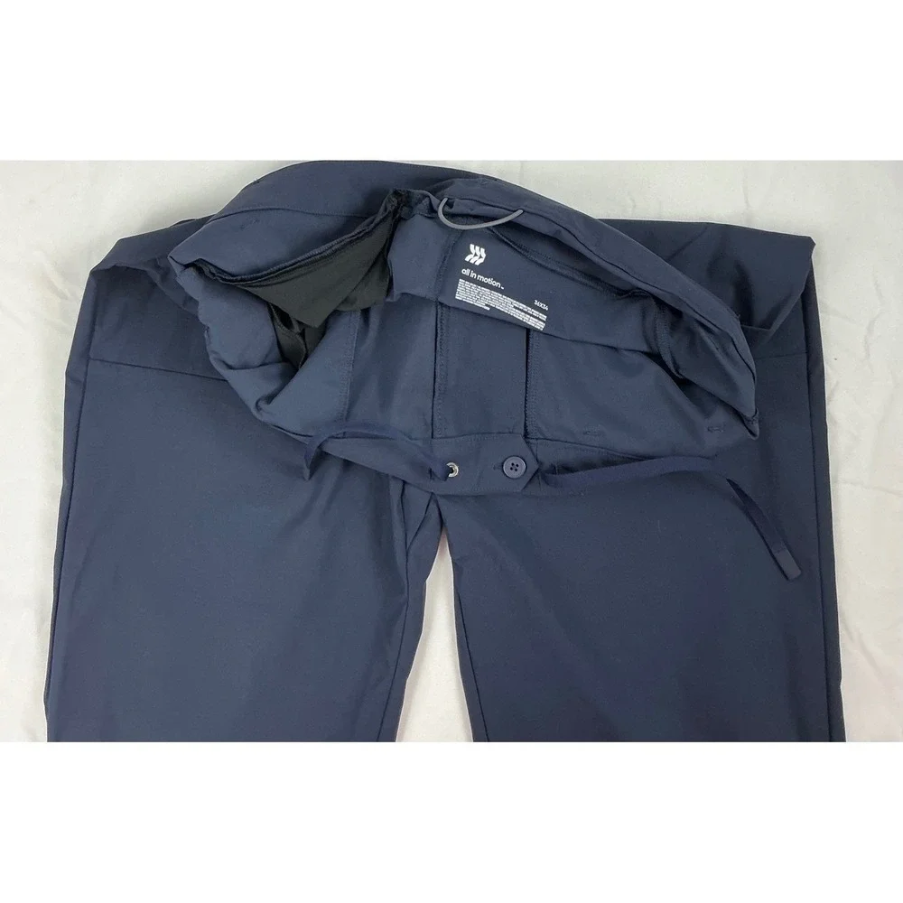 Mens All in Motion Golf Pants 36x34 Blue Lightweight Drawstring Activewear NWT